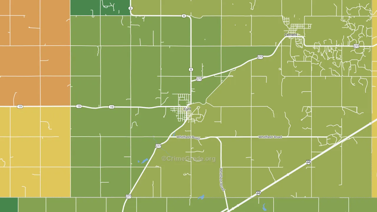 Cyril, OK Map of Drug-Related Crime Rates