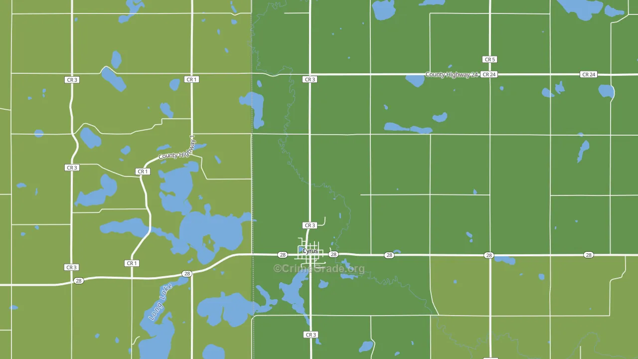 Cyrus, MN Map of Drug-Related Crime Rates