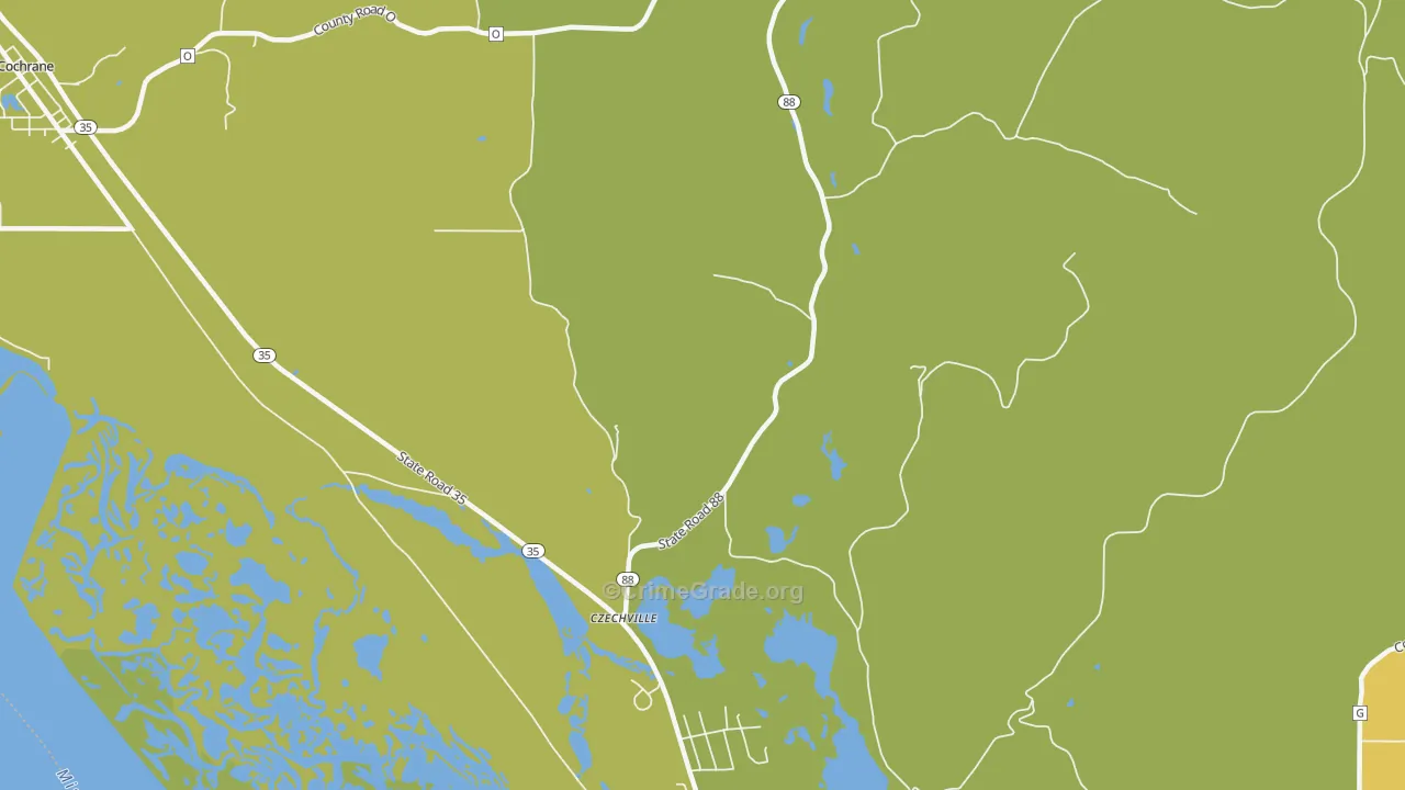 Czechville, WI Map of Drug-Related Crime Rates