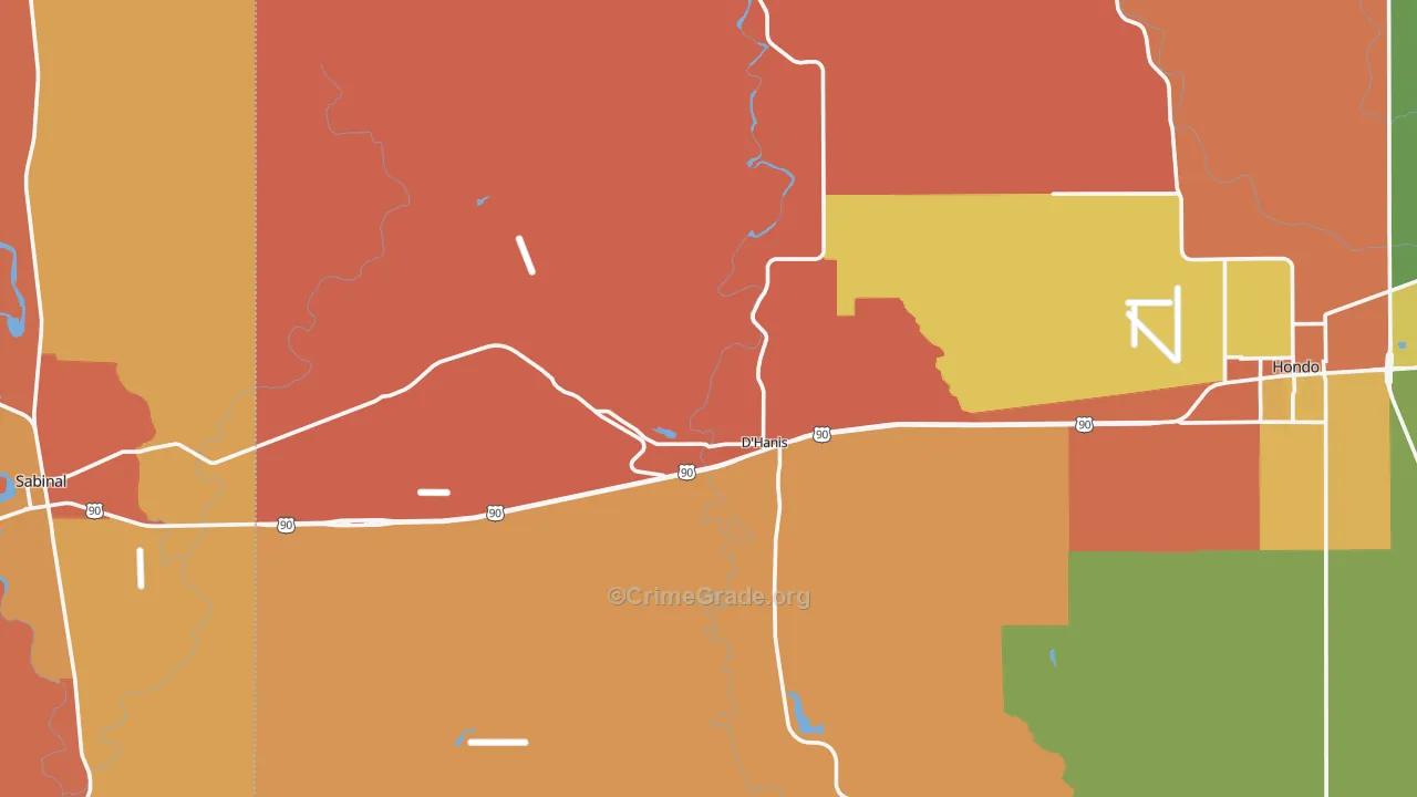 D'Hanis, TX Map of Drug-Related Crime Rates