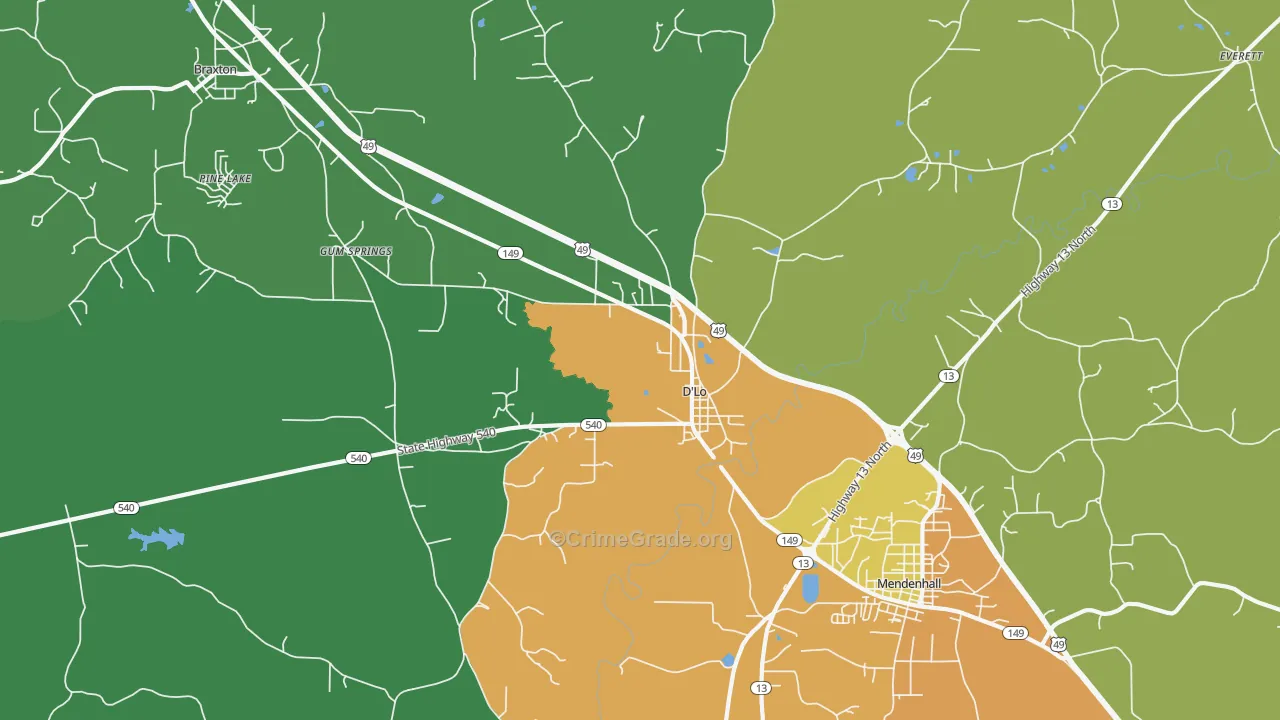 D'Lo, MS Map of Drug-Related Crime Rates