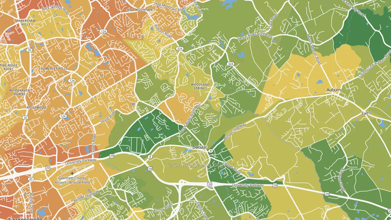 Dacula, GA Map of Drug-Related Crime Rates