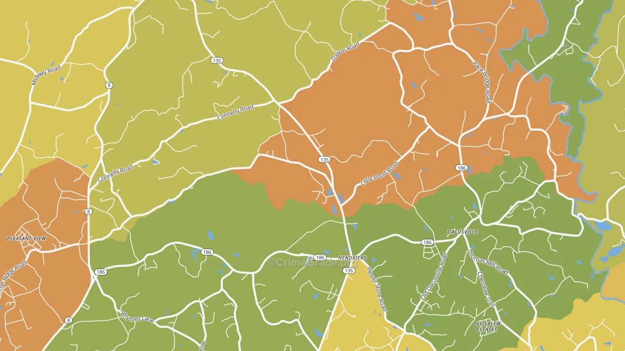 Dacusville, SC Map of Drug-Related Crime Rates
