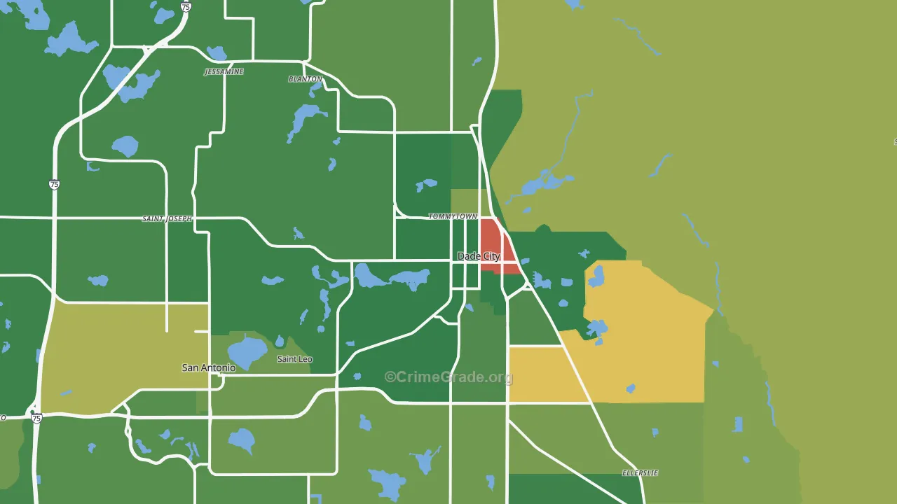 Dade City, FL Map of Drug-Related Crime Rates