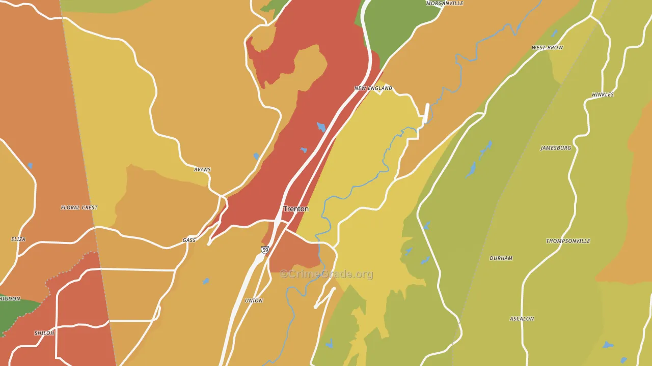 Dade County, GA Map of Drug-Related Crime Rates