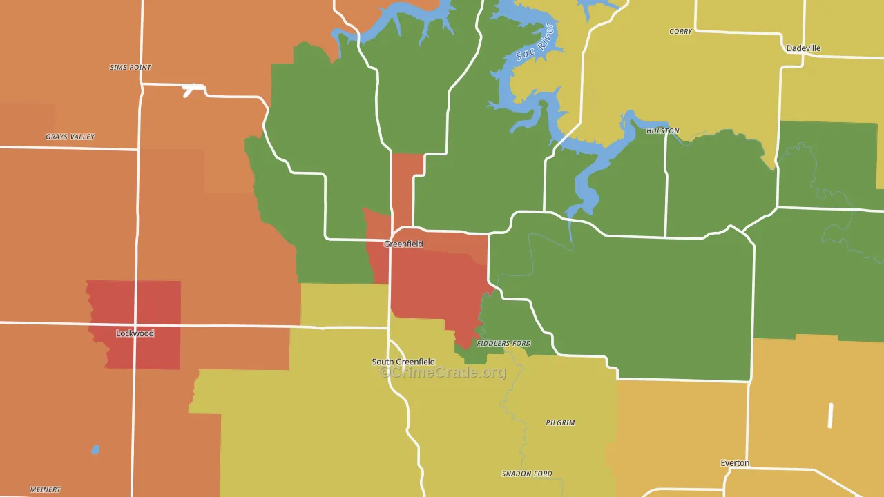 Dade County, MO Map of Drug-Related Crime Rates