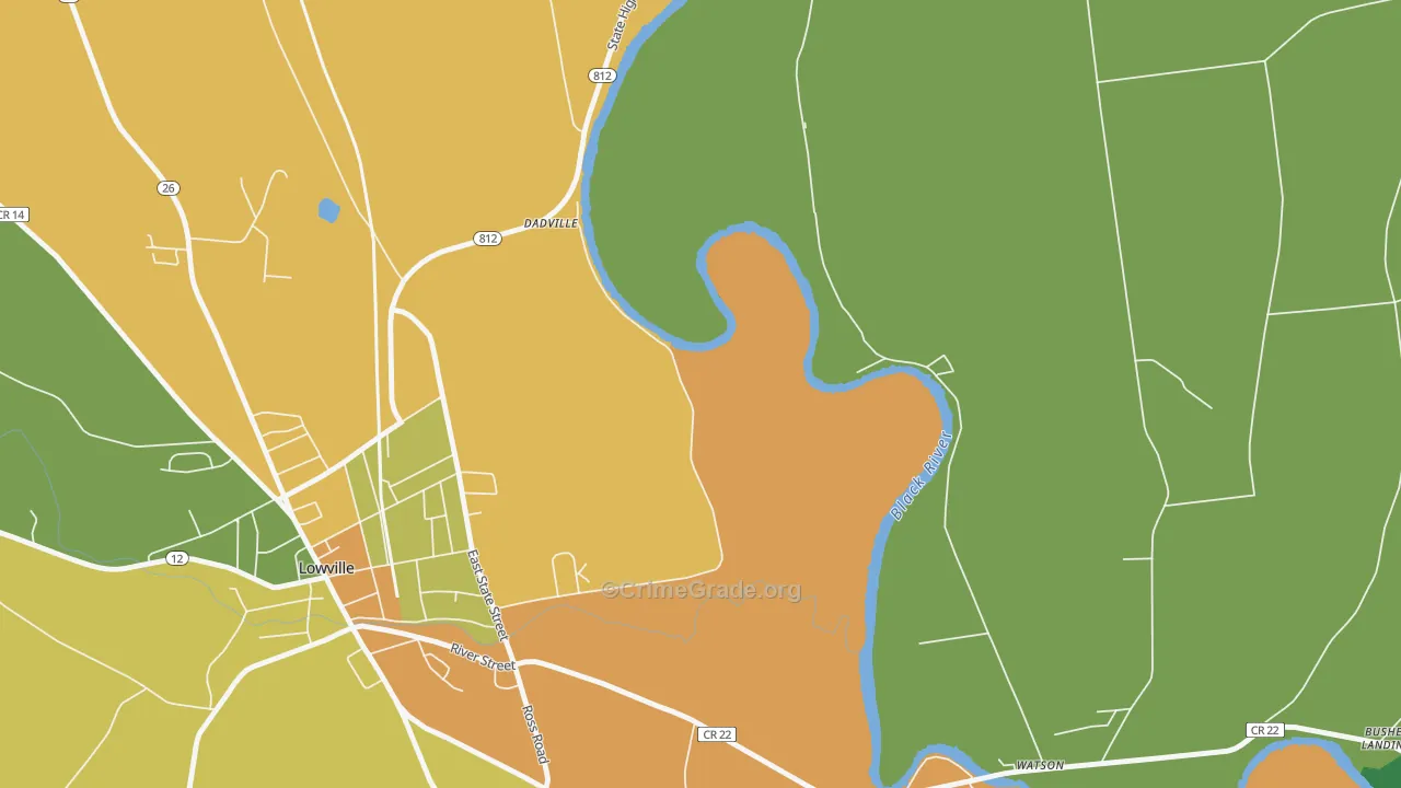 Dadville, NY Map of Drug-Related Crime Rates