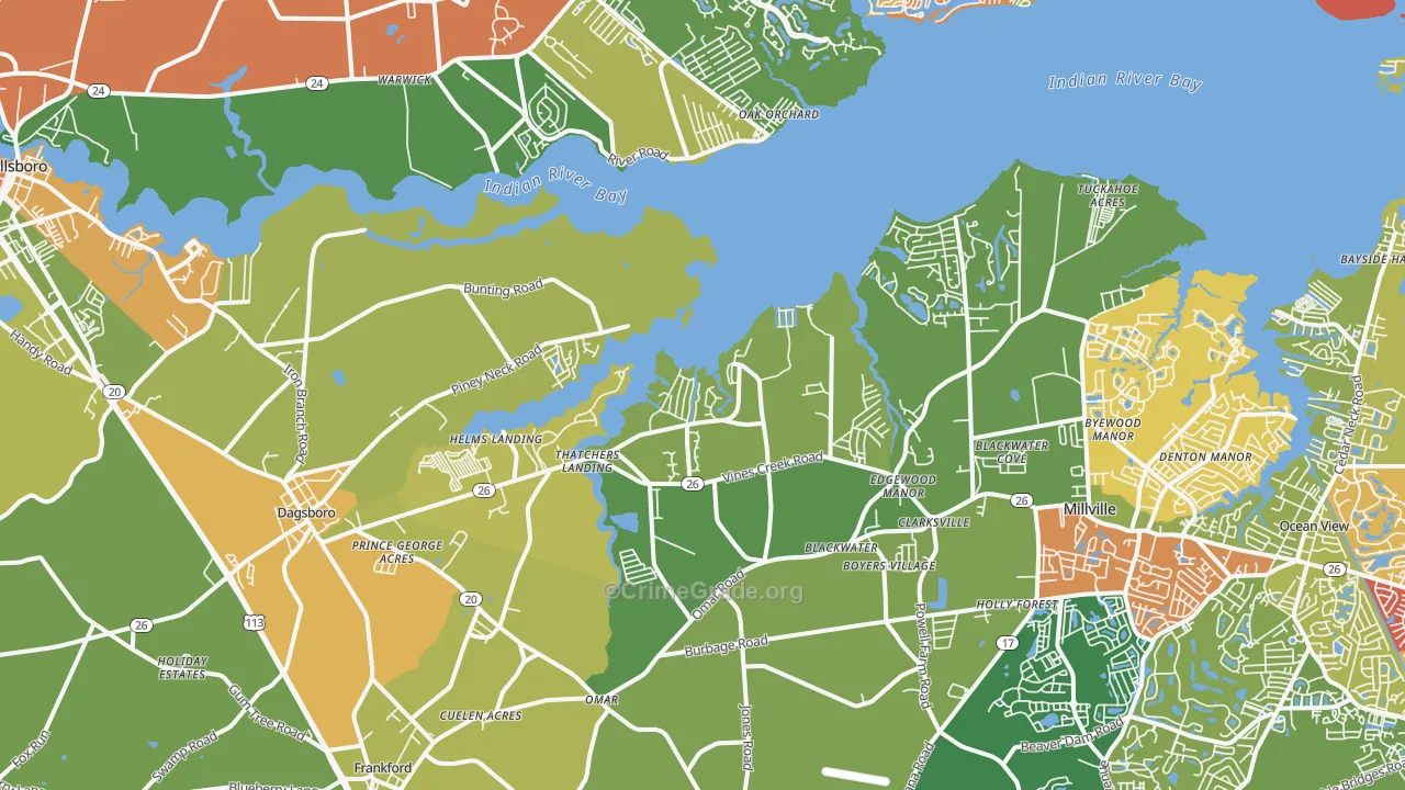 Dagsboro, DE Map of Drug-Related Crime Rates