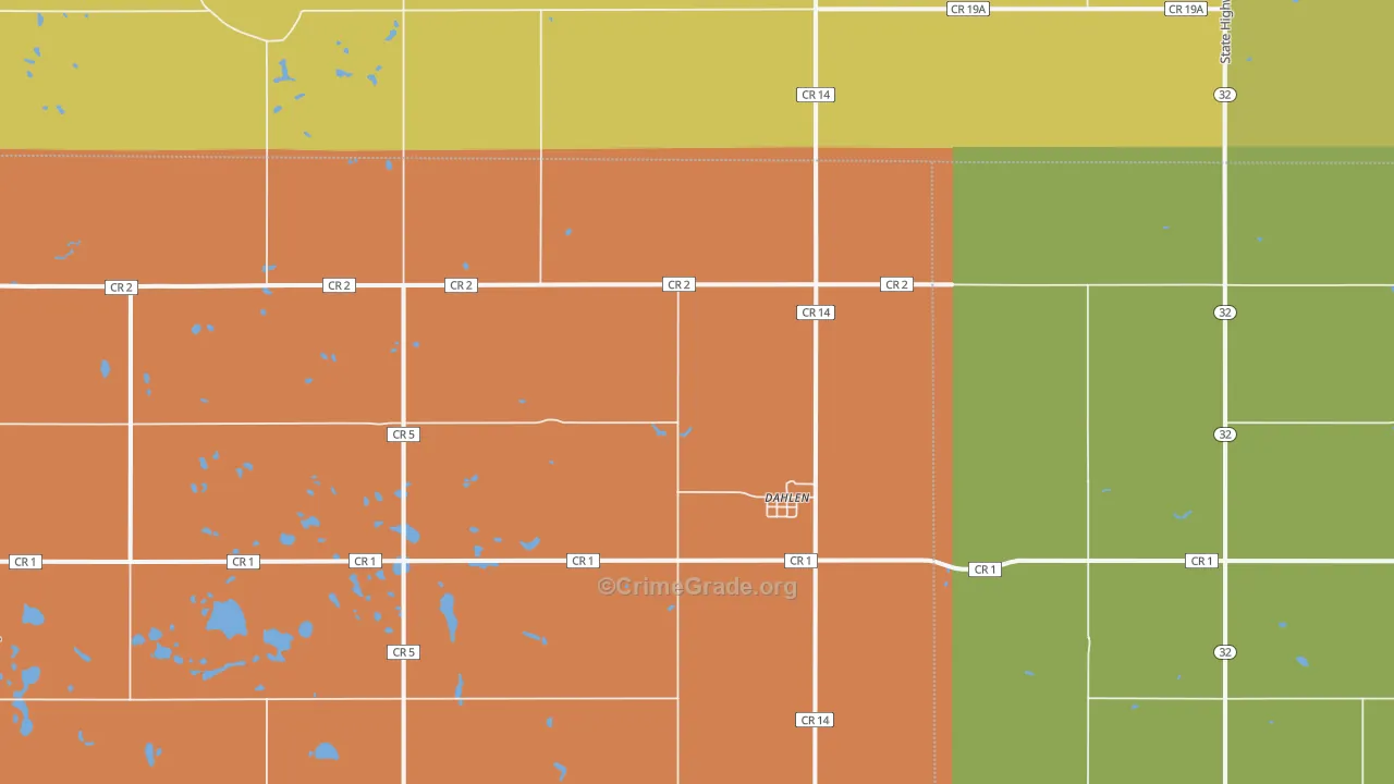 Dahlen, ND Map of Drug-Related Crime Rates