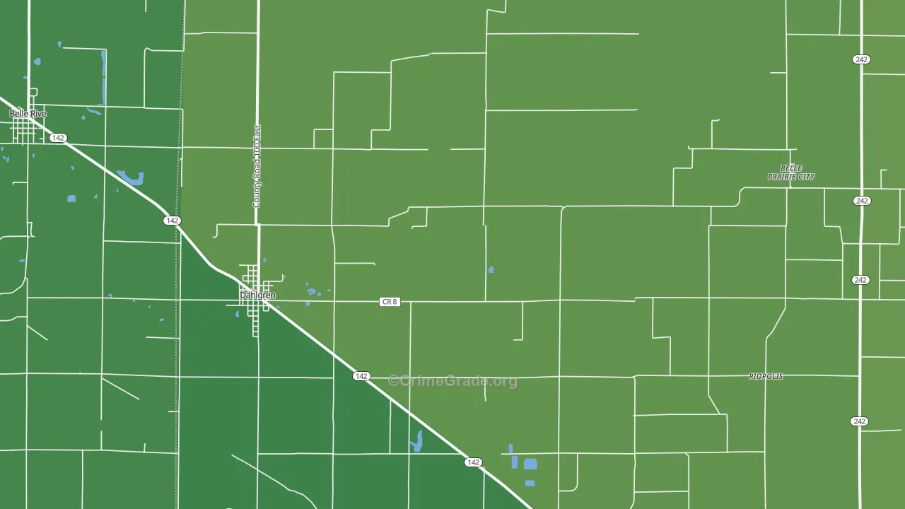 Dahlgren, IL Map of Drug-Related Crime Rates