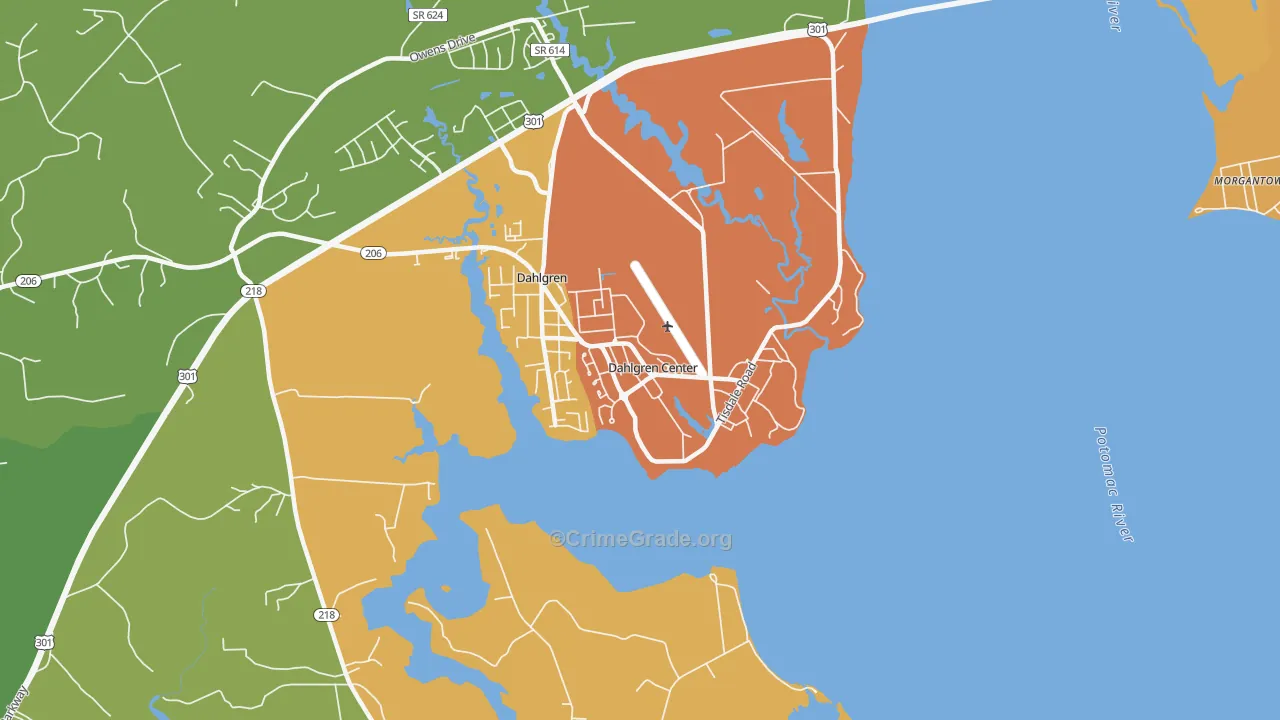 Dahlgren, VA Map of Drug-Related Crime Rates