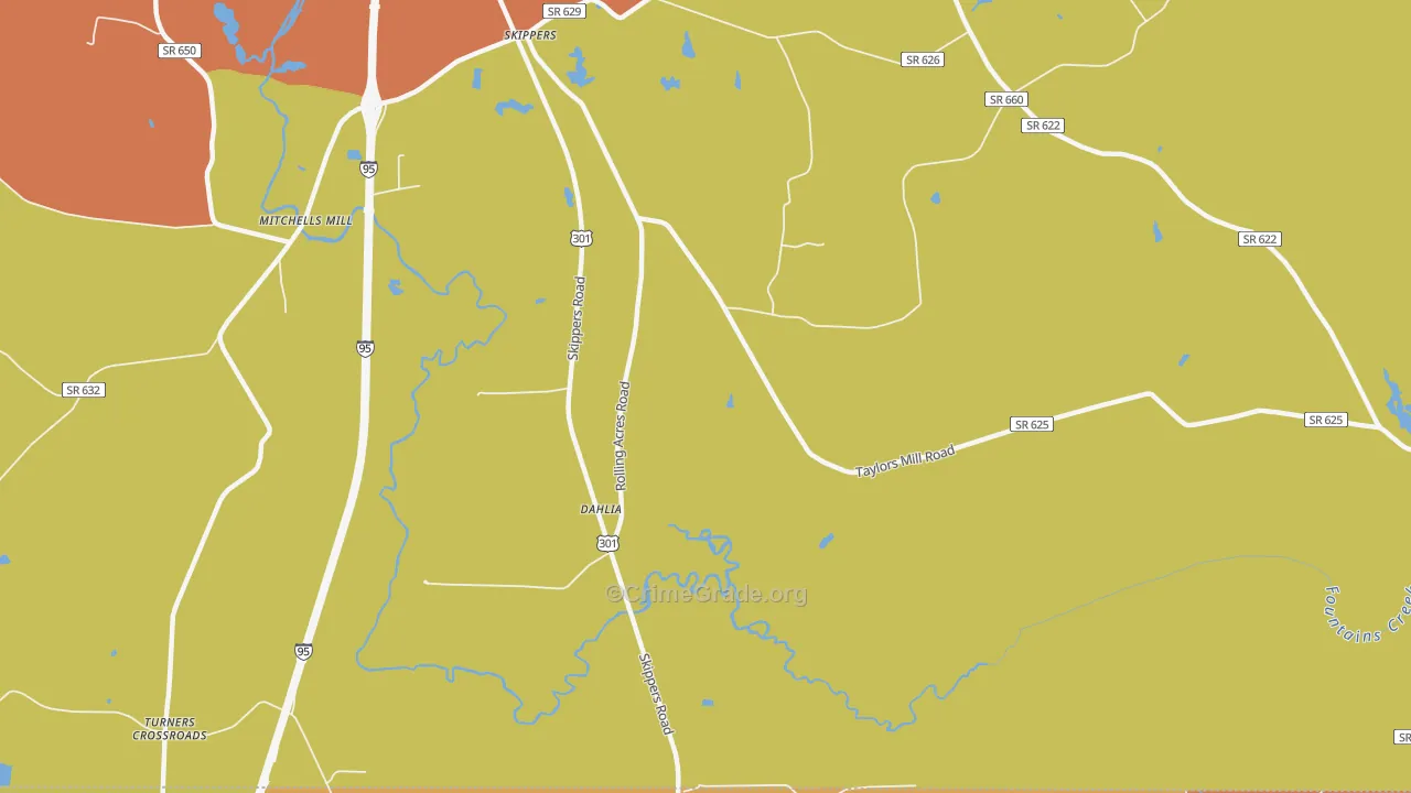 Dahlia, VA Map of Drug-Related Crime Rates