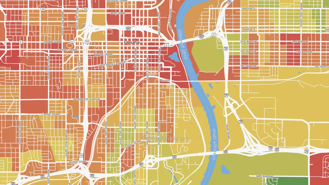 Dahlman, Omaha, NE Map of Drug-Related Crime Rates