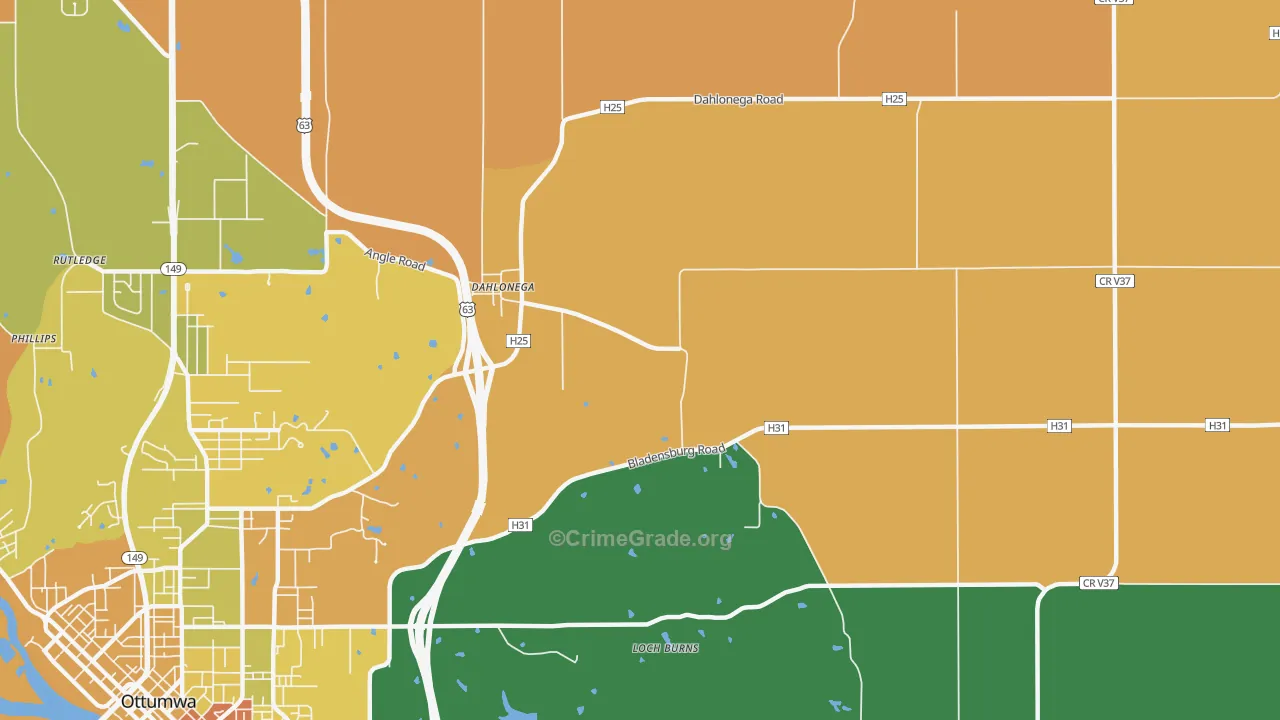 Dahlonega, IA Map of Drug-Related Crime Rates
