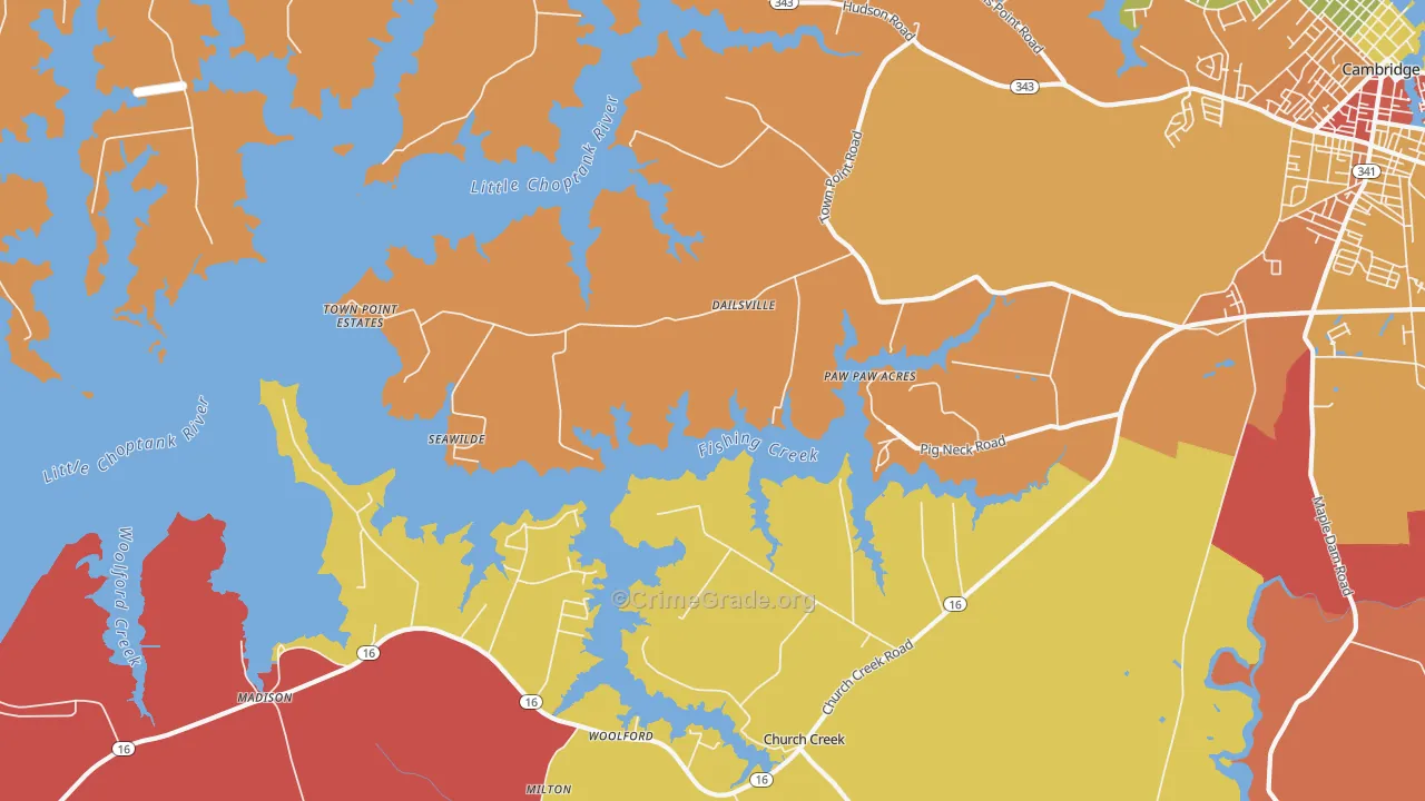 Dailsville, MD Map of Drug-Related Crime Rates