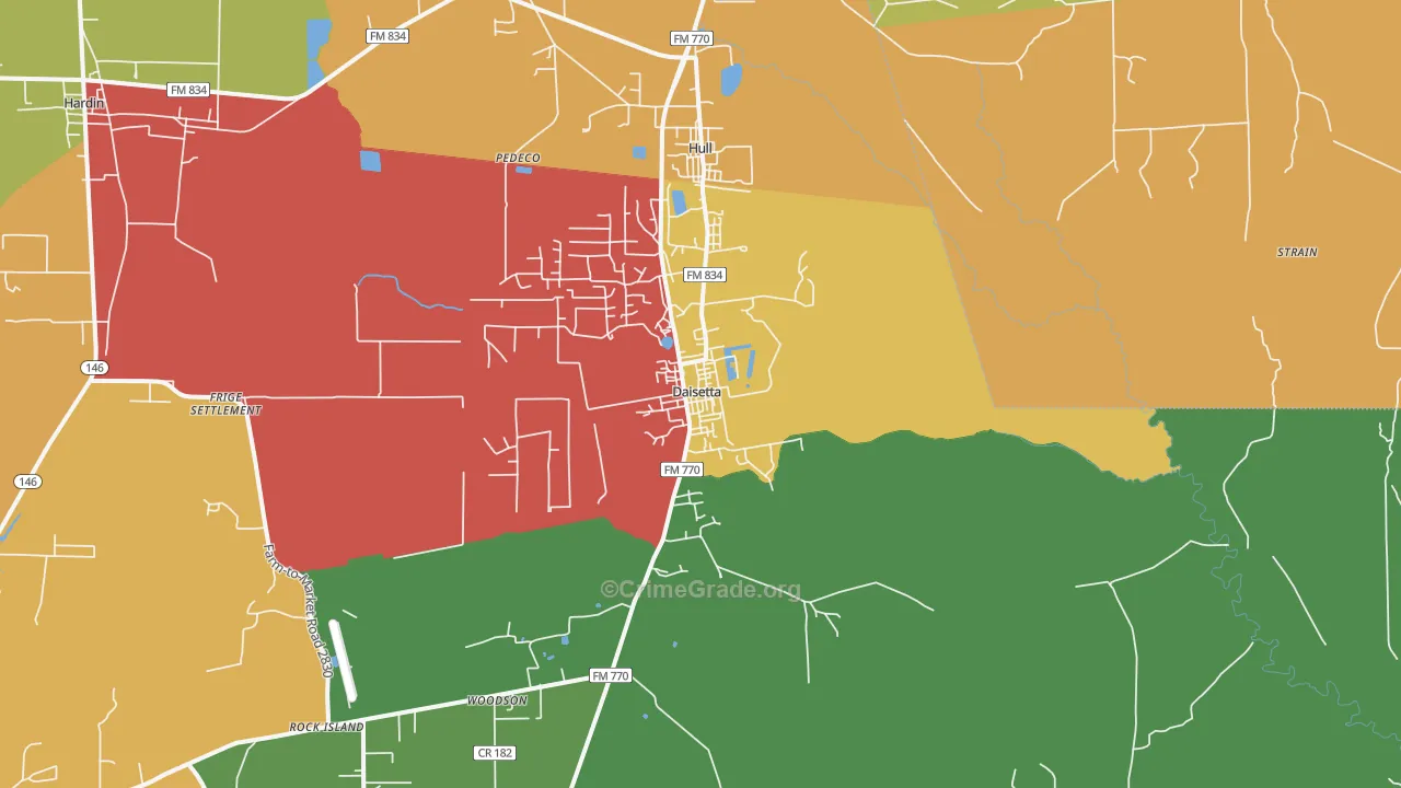 Daisetta, TX Map of Drug-Related Crime Rates