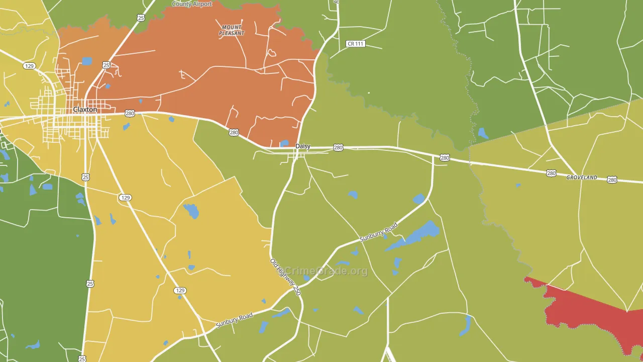 Daisy, GA Map of Drug-Related Crime Rates