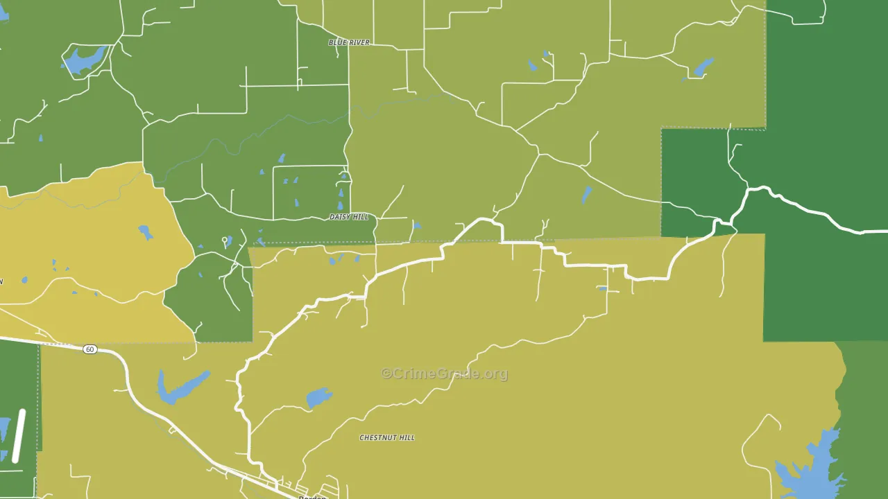 Daisy Hill, IN Map of Drug-Related Crime Rates