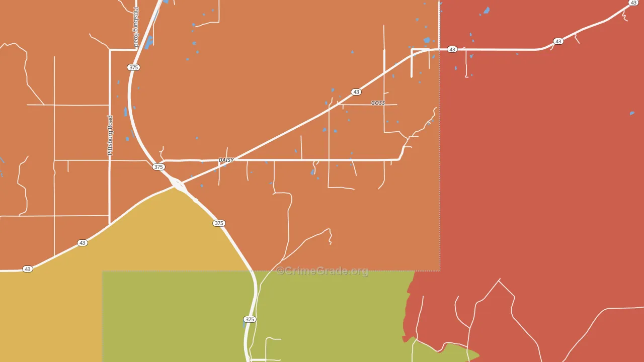 Daisy, OK Map of Drug-Related Crime Rates
