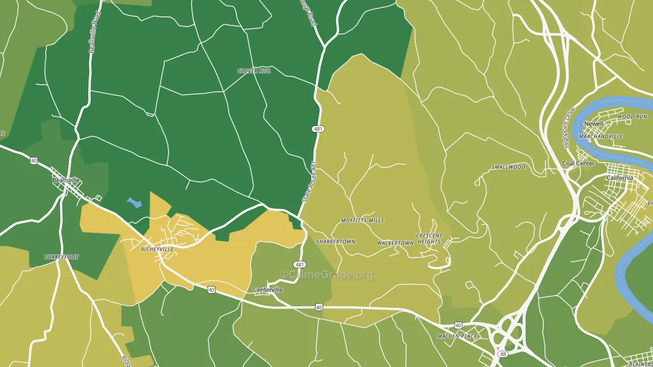Daisytown, PA Map of Drug-Related Crime Rates