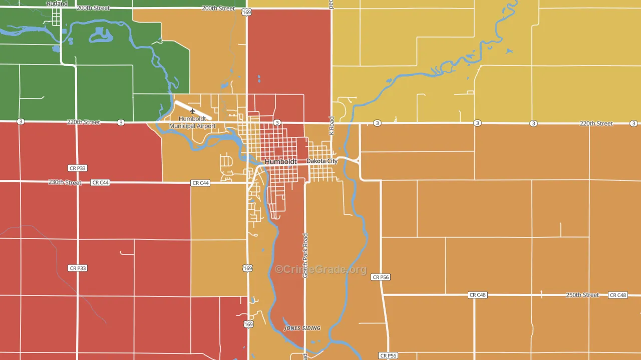 Dakota City, IA Map of Drug-Related Crime Rates