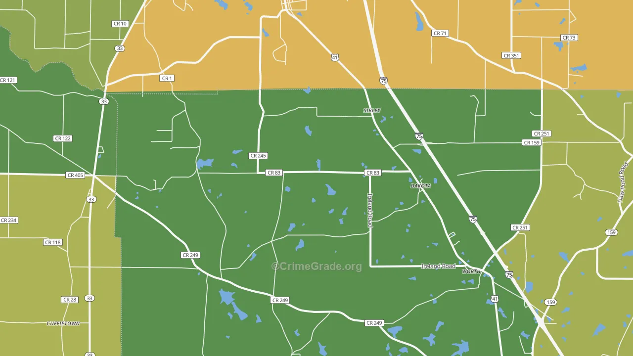 Dakota, GA Map of Drug-Related Crime Rates