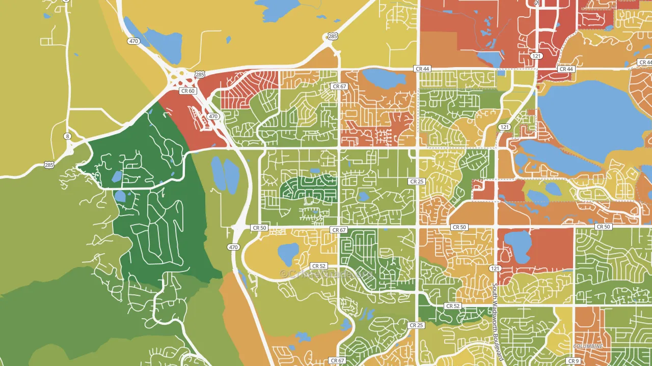 Dakota Ridge, CO Map of Drug-Related Crime Rates
