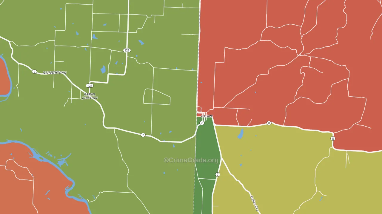 Dalark, AR Map of Drug-Related Crime Rates
