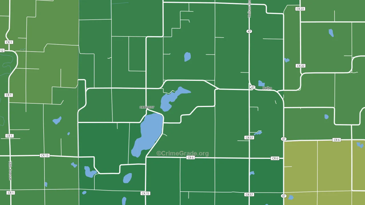 Dalbo, MN Map of Drug-Related Crime Rates
