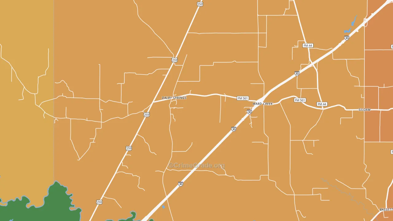 Dalby Springs, TX Map of Drug-Related Crime Rates