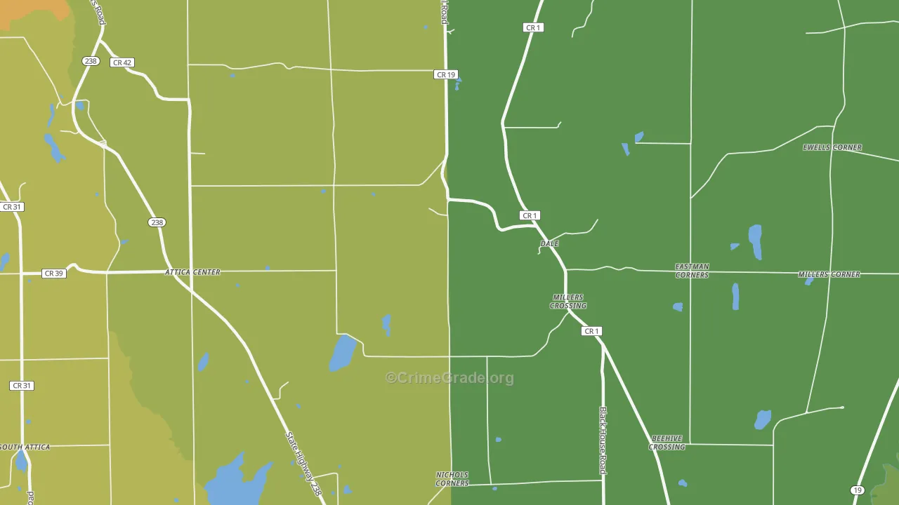 Dale, NY Map of Drug-Related Crime Rates