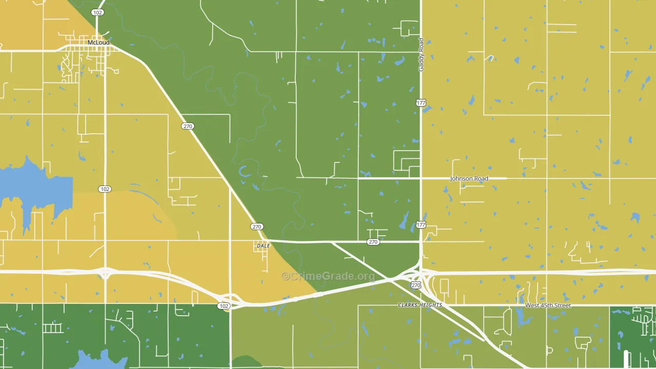 Dale, OK Map of Drug-Related Crime Rates