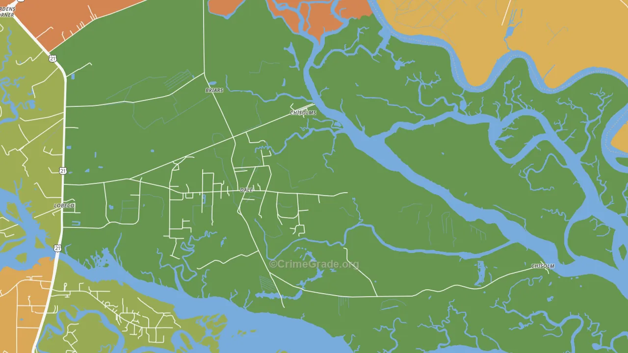 Dale, SC Map of Drug-Related Crime Rates