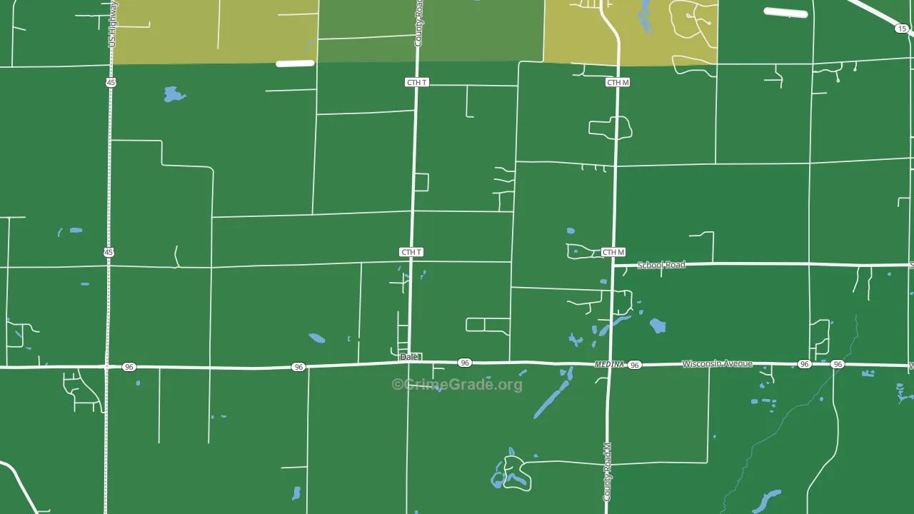 Dale, WI Map of Drug-Related Crime Rates