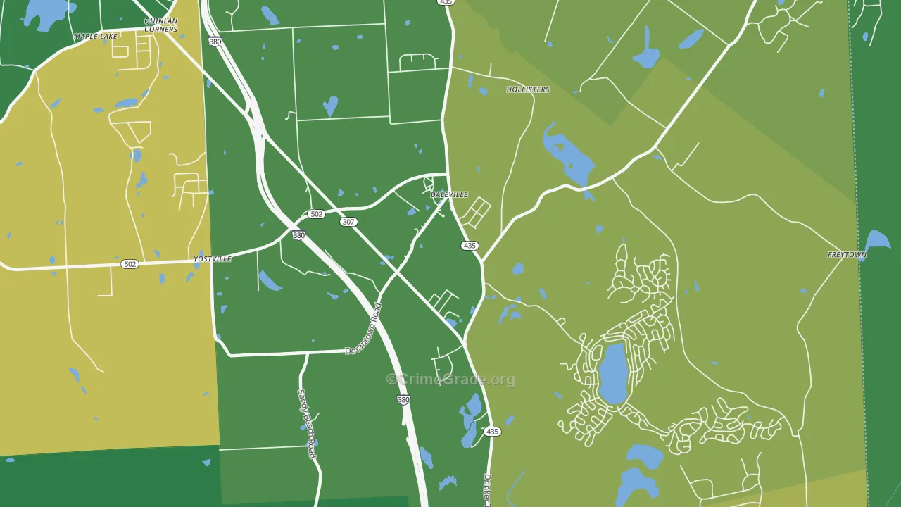 Daleville, PA Map of Drug-Related Crime Rates