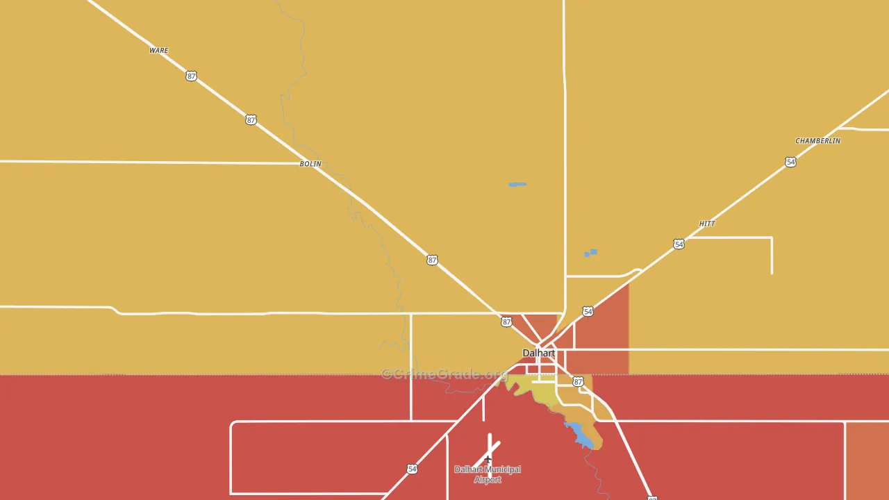 Dallam County, TX Map of Drug-Related Crime Rates
