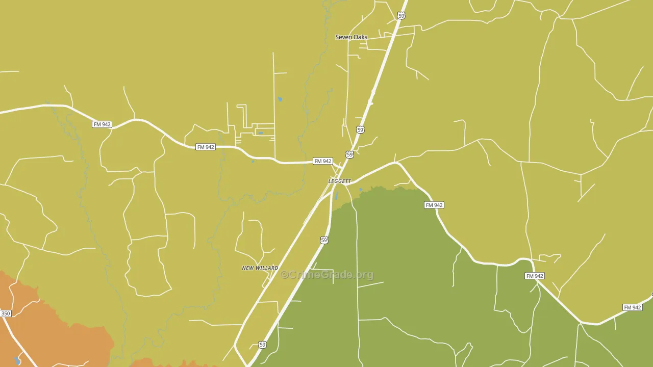 Dallardsville, TX Map of Drug-Related Crime Rates