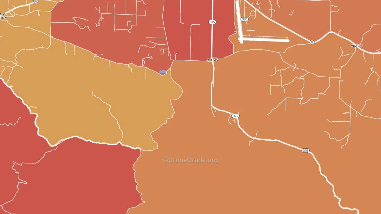 Dallas, AR Map of Drug-Related Crime Rates