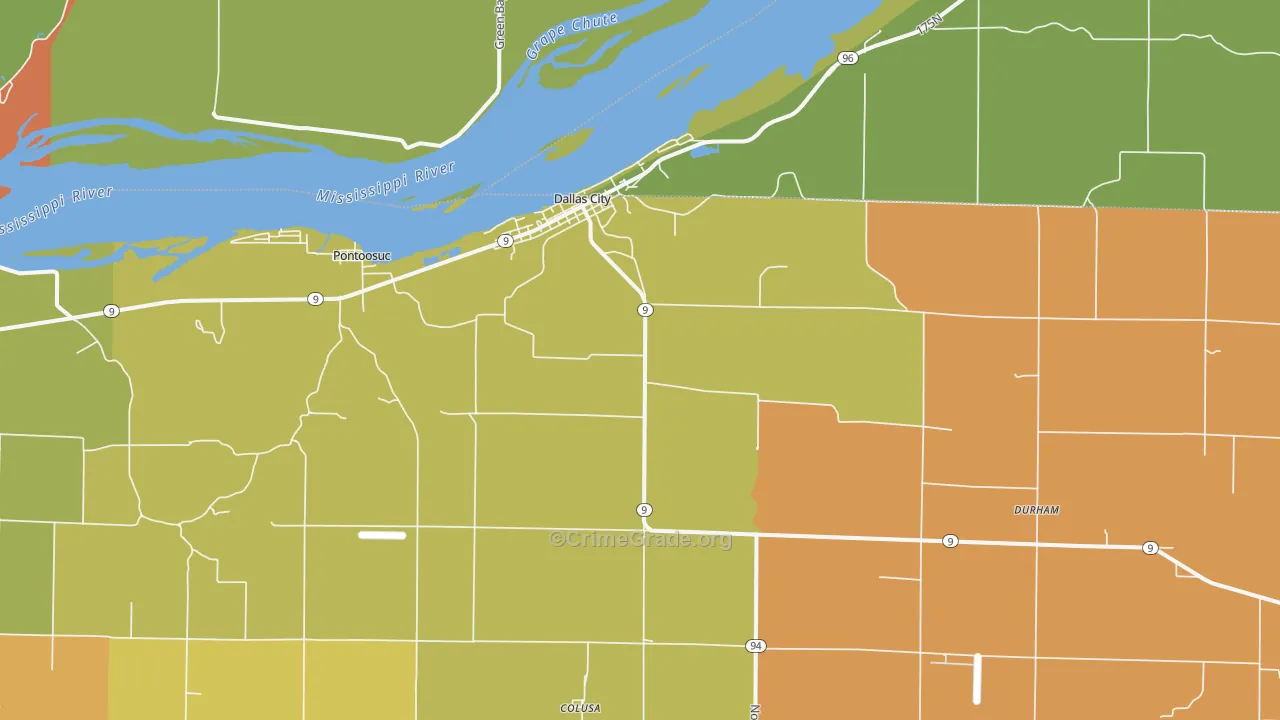 Dallas City, IL Map of Drug-Related Crime Rates