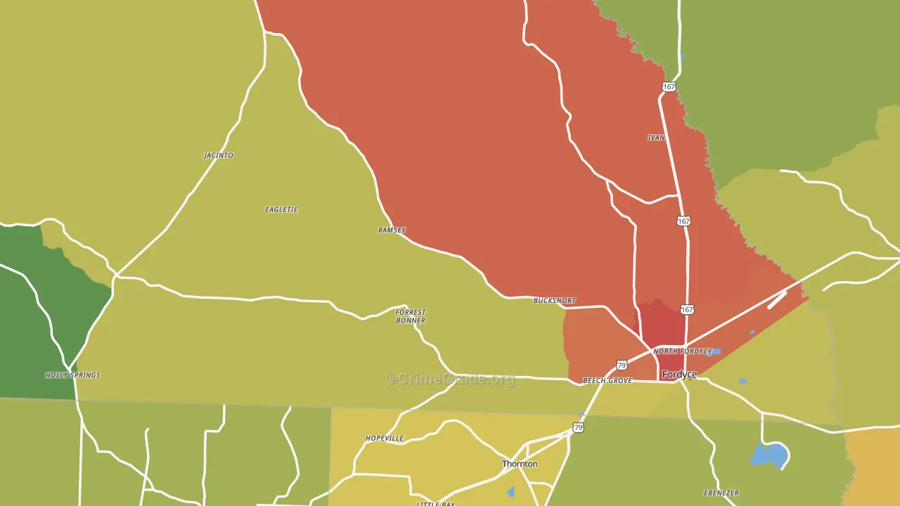 Dallas County, AR Map of Drug-Related Crime Rates