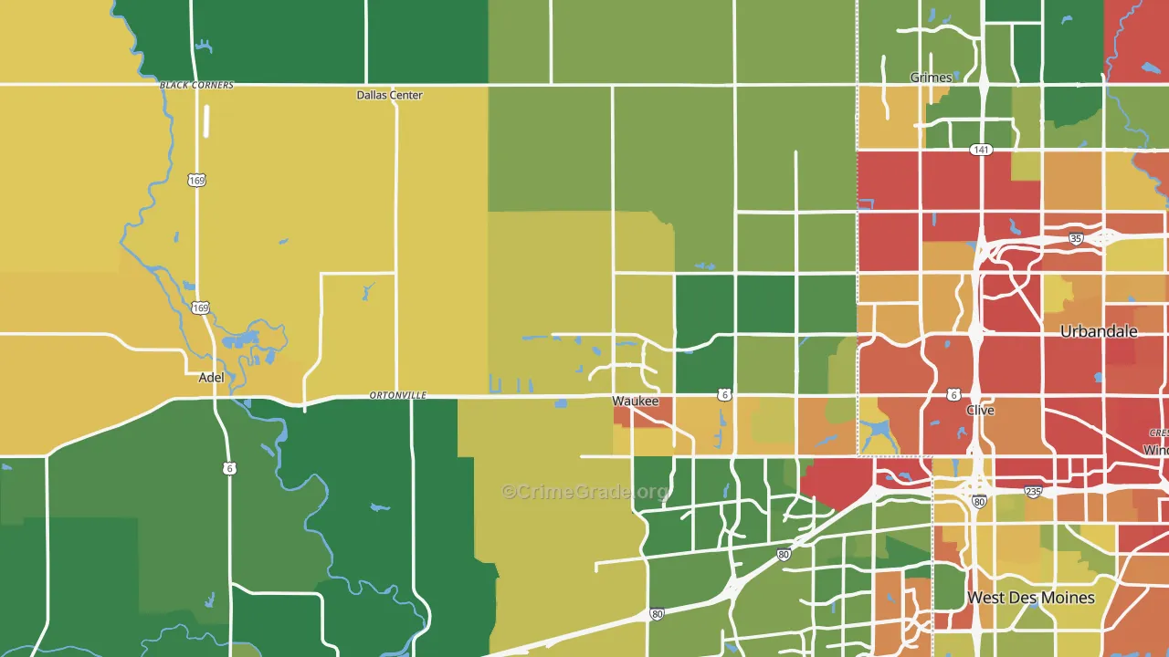 Dallas County, IA Map of Drug-Related Crime Rates