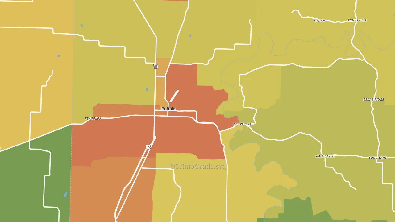 Dallas County, MO Map of Drug-Related Crime Rates