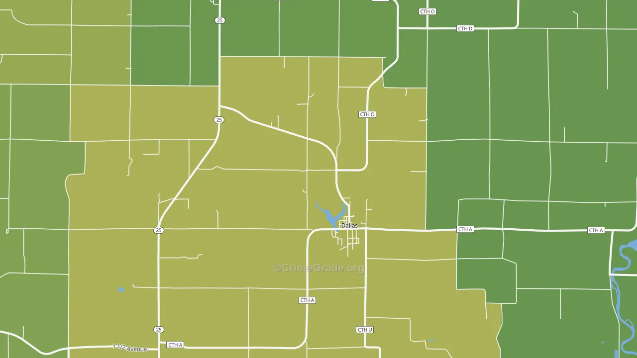 Dallas, WI Map of Drug-Related Crime Rates