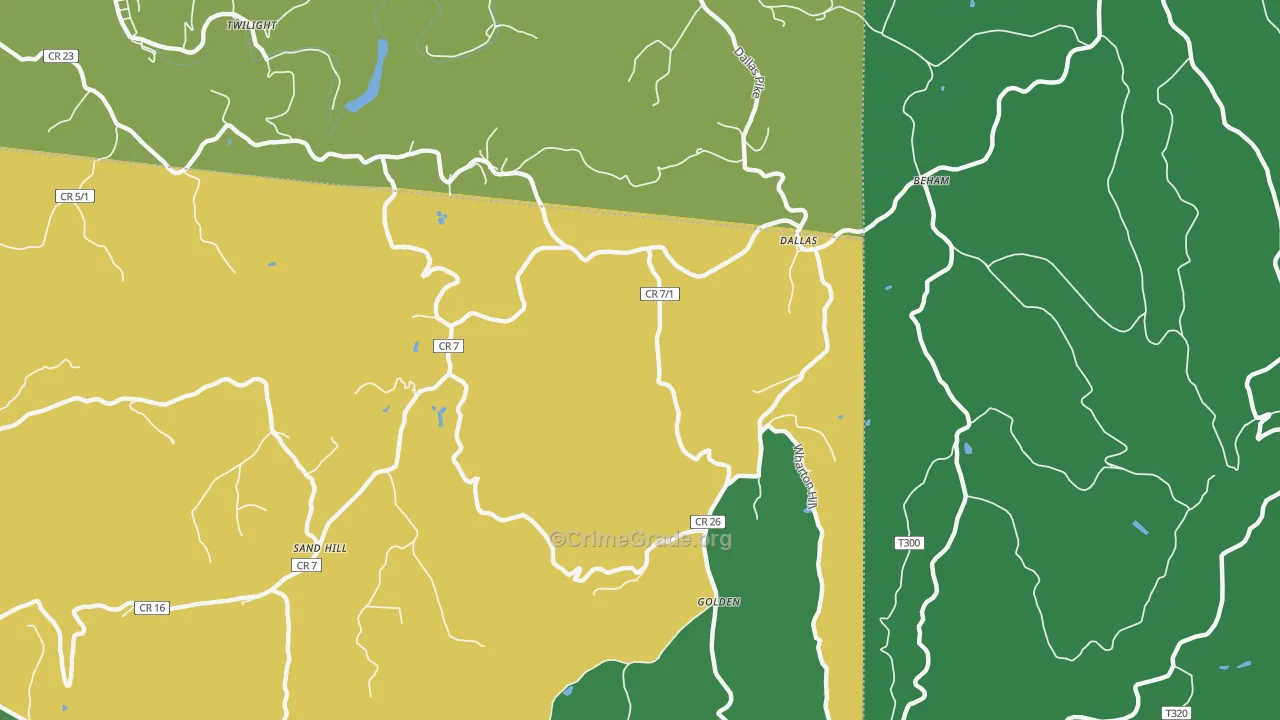 Dallas, WV Map of Drug-Related Crime Rates