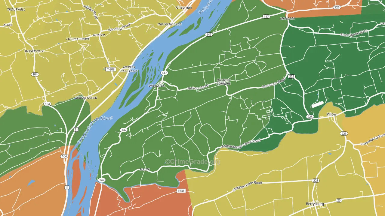 Dalmatia, PA Map of Drug-Related Crime Rates