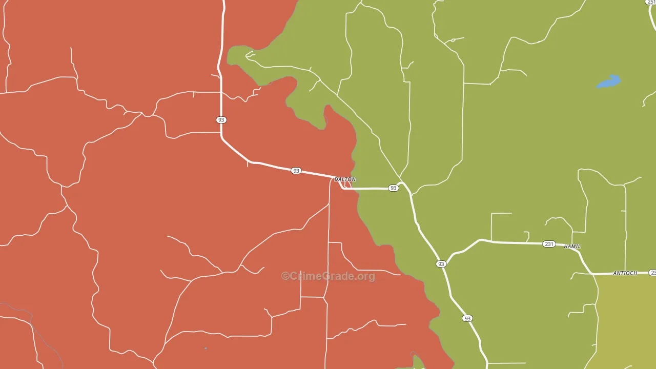 Dalton, AR Map of Drug-Related Crime Rates