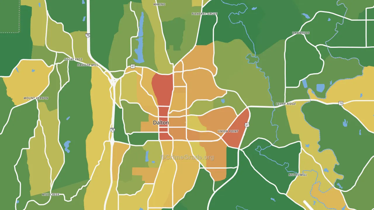 Dalton, GA Map of Drug-Related Crime Rates