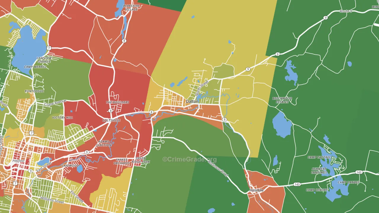 Dalton, MA Map of Drug-Related Crime Rates