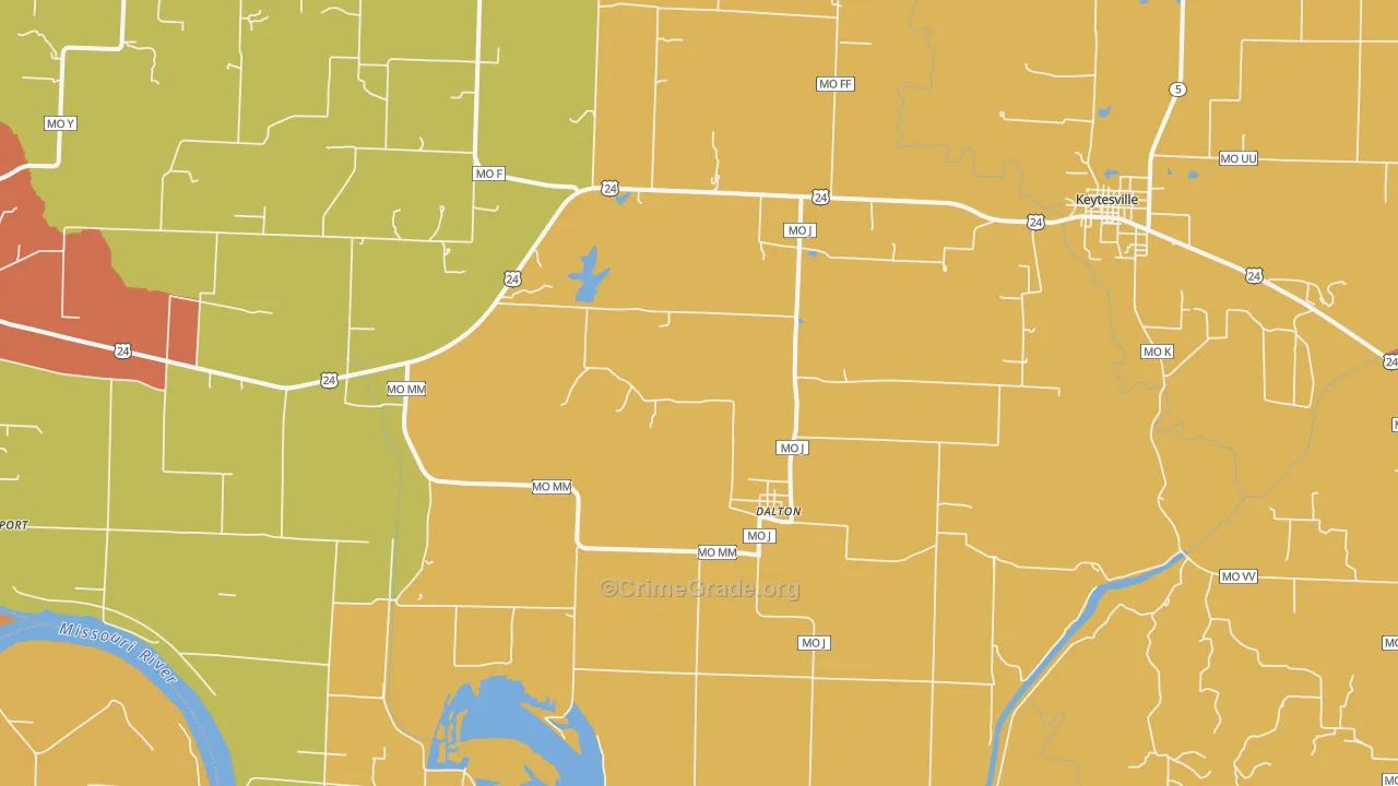 Dalton, MO Map of Drug-Related Crime Rates