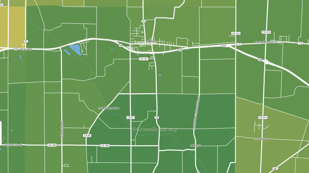 Dalton, OH Map of Drug-Related Crime Rates